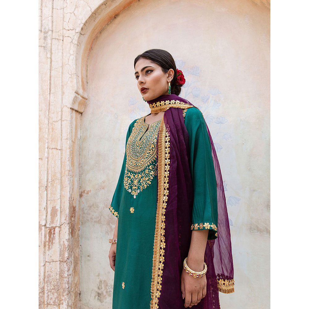 Gulabo Jaipur Roop Green Kurta (Set of 3)