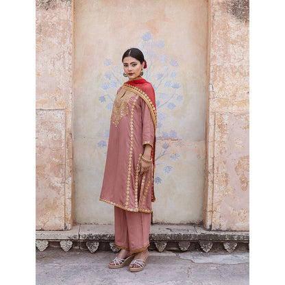 Gulabo Jaipur Roop Peach Kurta (Set of 3)
