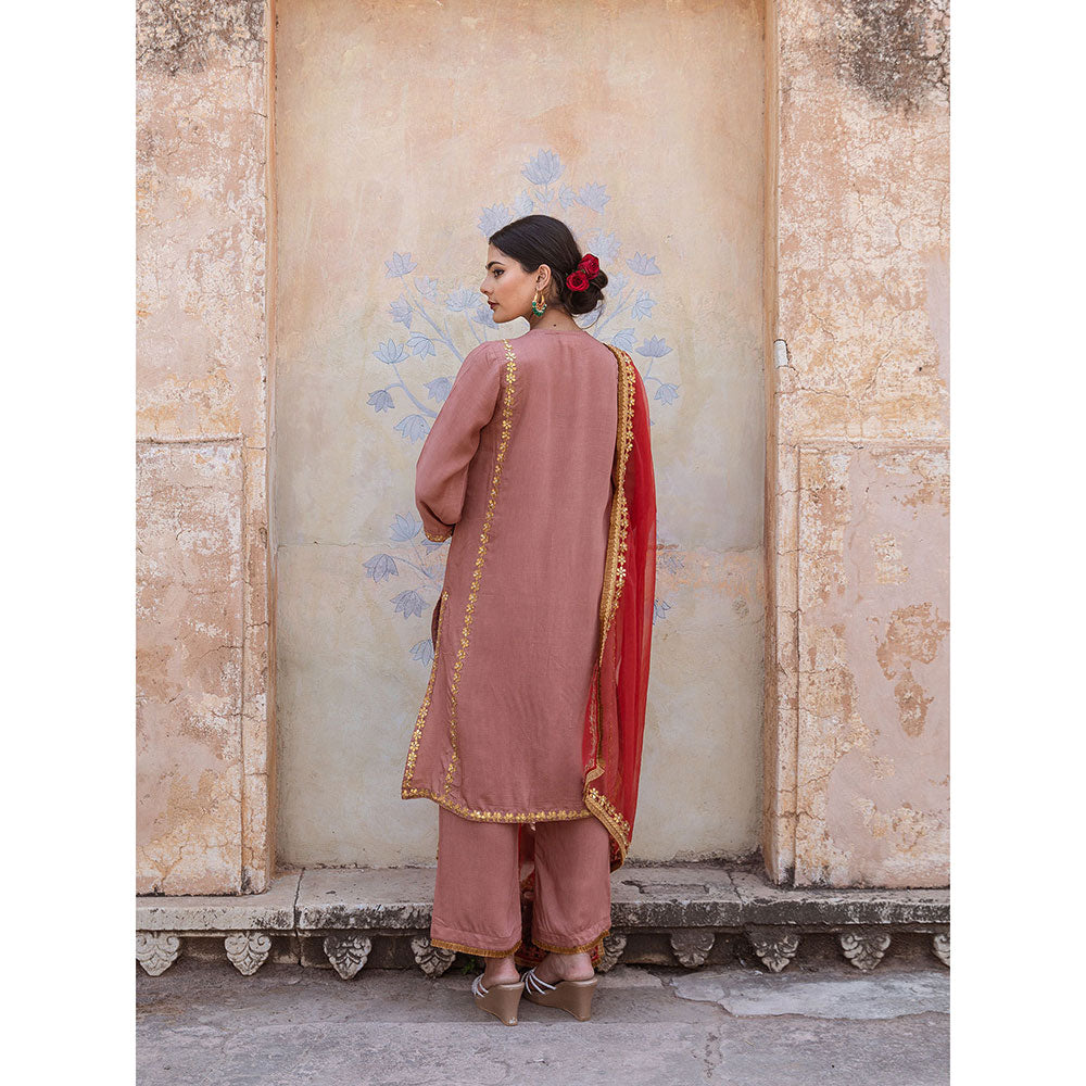 Gulabo Jaipur Roop Peach Kurta (Set of 3)