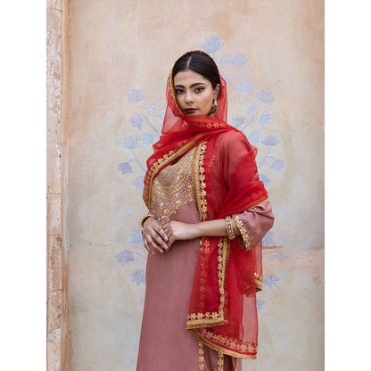 Gulabo Jaipur Roop Peach Kurta (Set of 3)