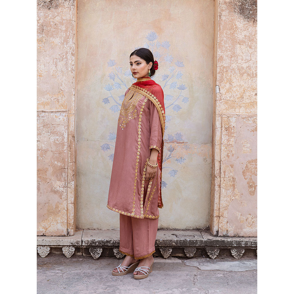 Gulabo Jaipur Roop Peach Kurta (Set of 3)