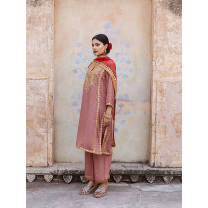 Gulabo Jaipur Roop Peach Kurta (Set of 3)
