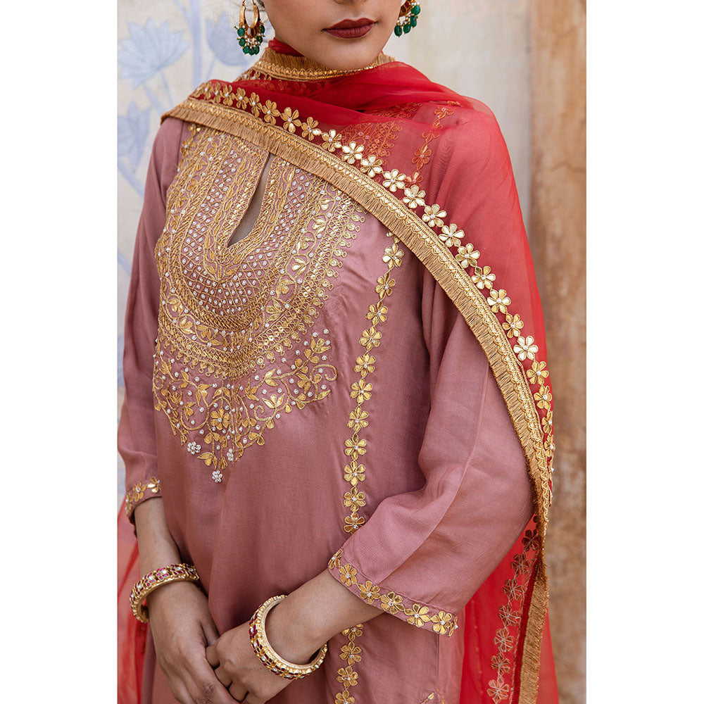 Gulabo Jaipur Roop Peach Kurta (Set of 3)