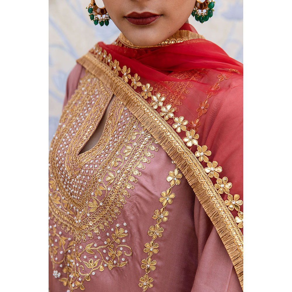 Gulabo Jaipur Roop Peach Kurta (Set of 3)