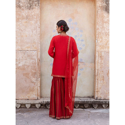 Gulabo Jaipur Umrao Red Sharara (Set of 3)