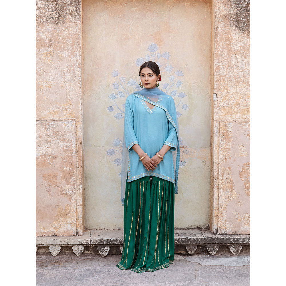 Gulabo Jaipur Umrao Sky Sharara (Set of 3)
