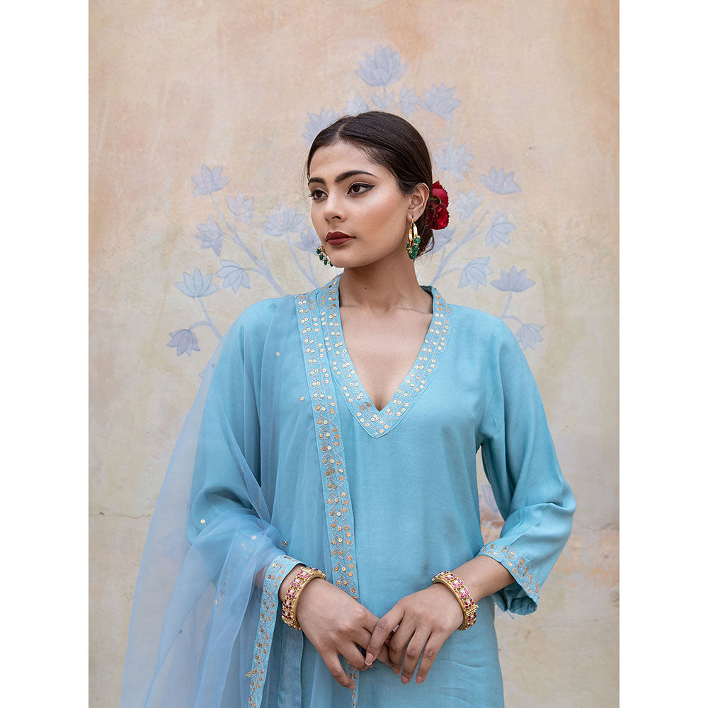 Gulabo Jaipur Umrao Sky Sharara (Set of 3)