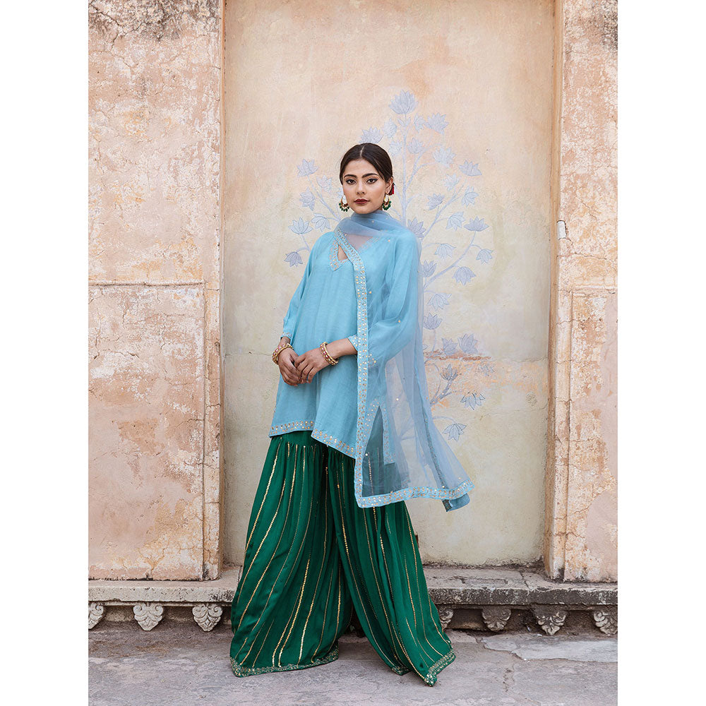 Gulabo Jaipur Umrao Sky Sharara (Set of 3)