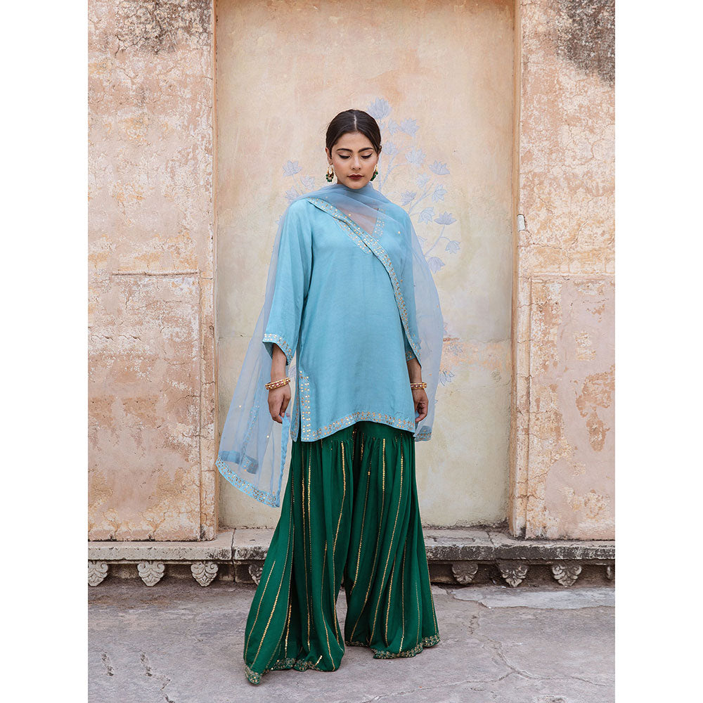 Gulabo Jaipur Umrao Sky Sharara (Set of 3)