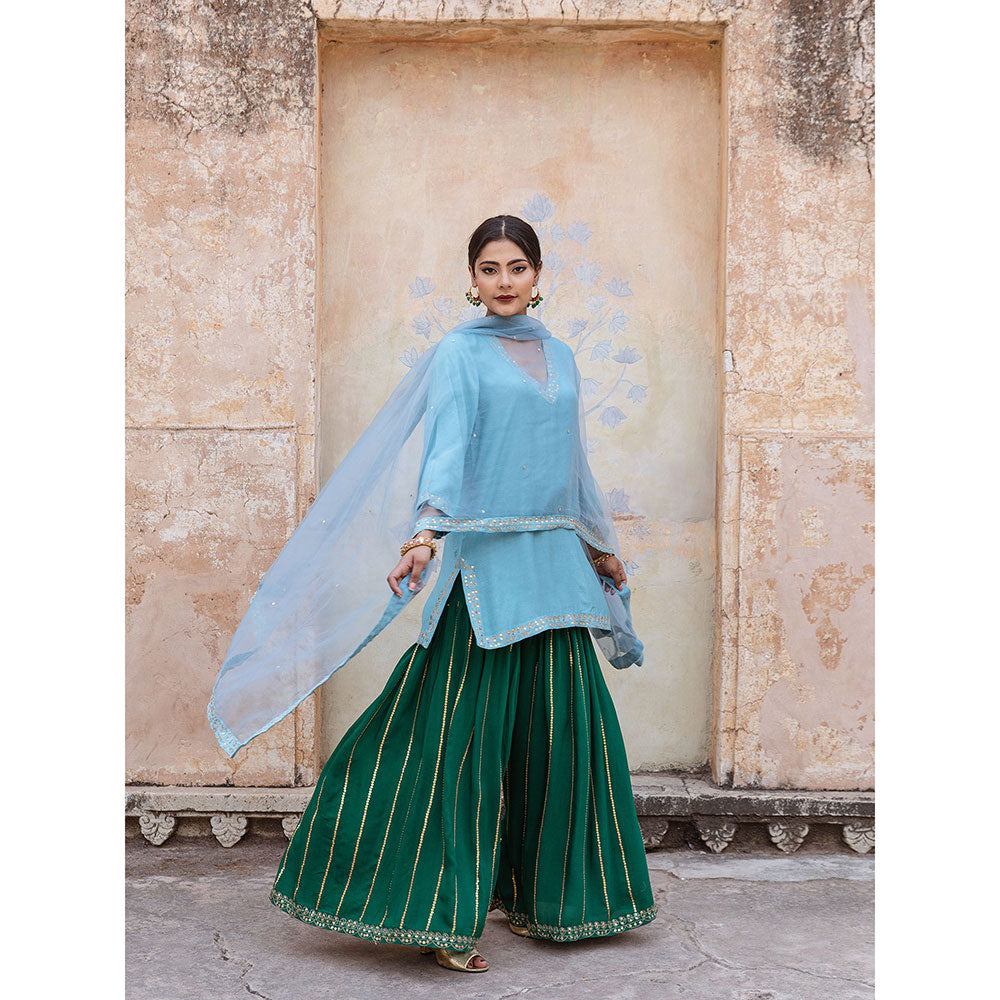 Gulabo Jaipur Umrao Sky Sharara (Set of 3)