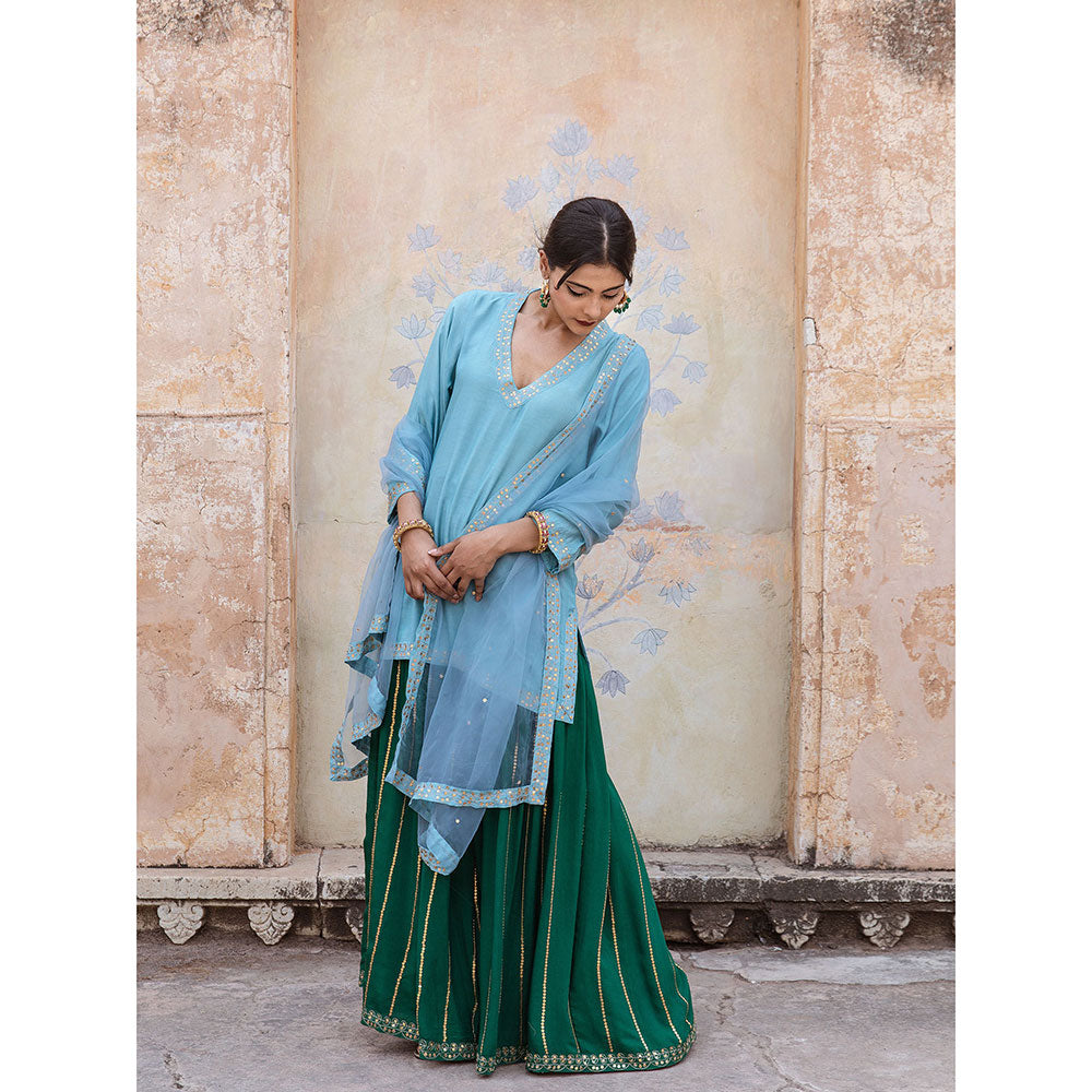 Gulabo Jaipur Umrao Sky Sharara (Set of 3)