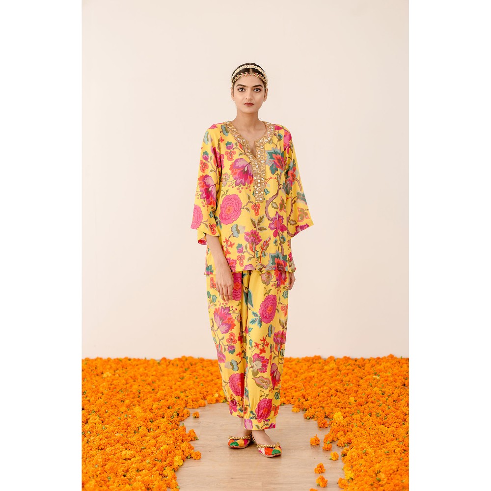 Gulabo Jaipur Rain Yellow Top with Pants Co-ord (Set of 2)