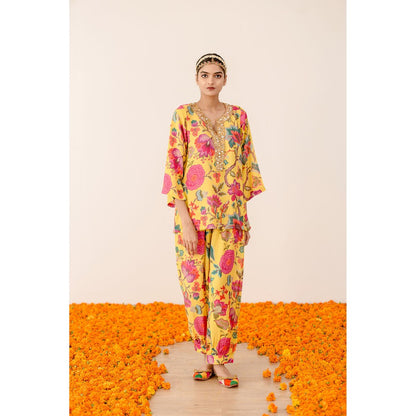 Gulabo Jaipur Rain Yellow Top with Pants Co-ord (Set of 2)