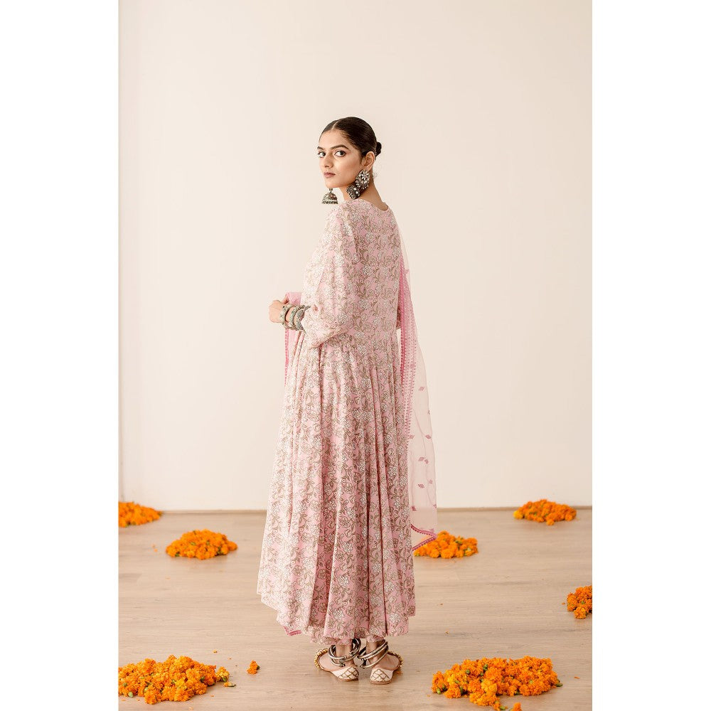 Gulabo Jaipur Khushi Pink Anarkali (Set of 3)