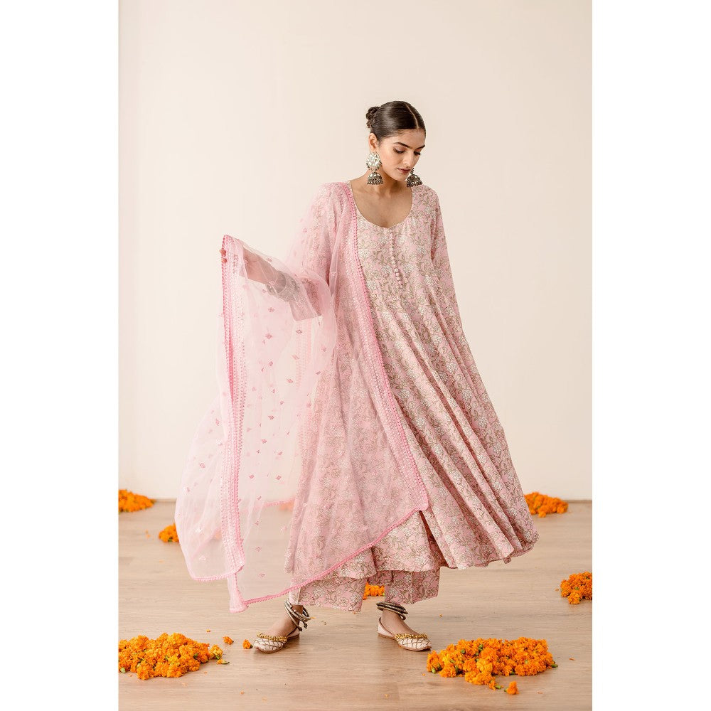 Gulabo Jaipur Khushi Pink Anarkali (Set of 3)