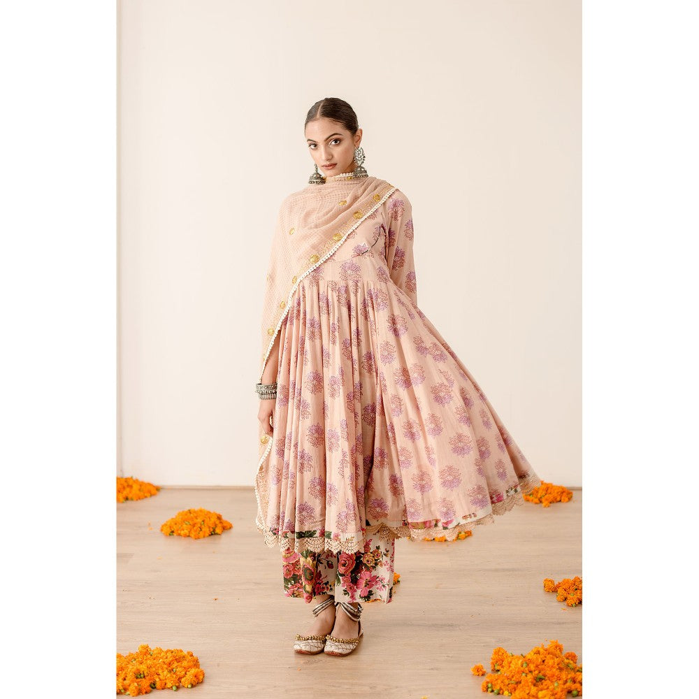 Gulabo Jaipur Roshan Peach Anarkali (Set of 3)