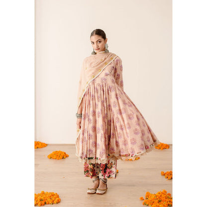 Gulabo Jaipur Roshan Peach Anarkali (Set of 3)