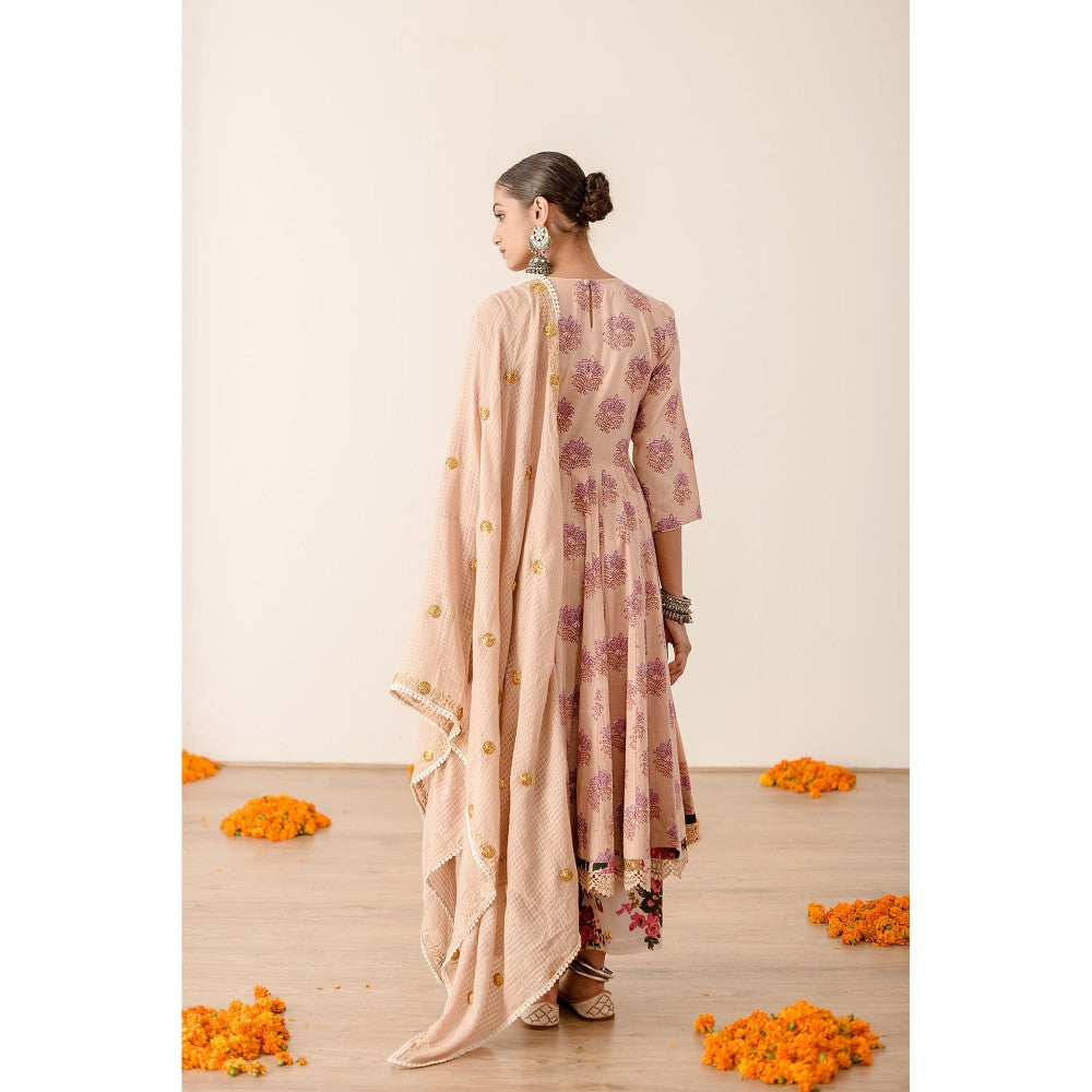 Gulabo Jaipur Roshan Peach Anarkali (Set of 3)