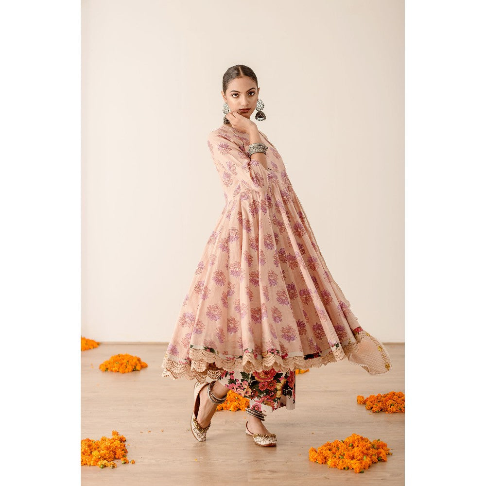Gulabo Jaipur Roshan Peach Anarkali (Set of 3)