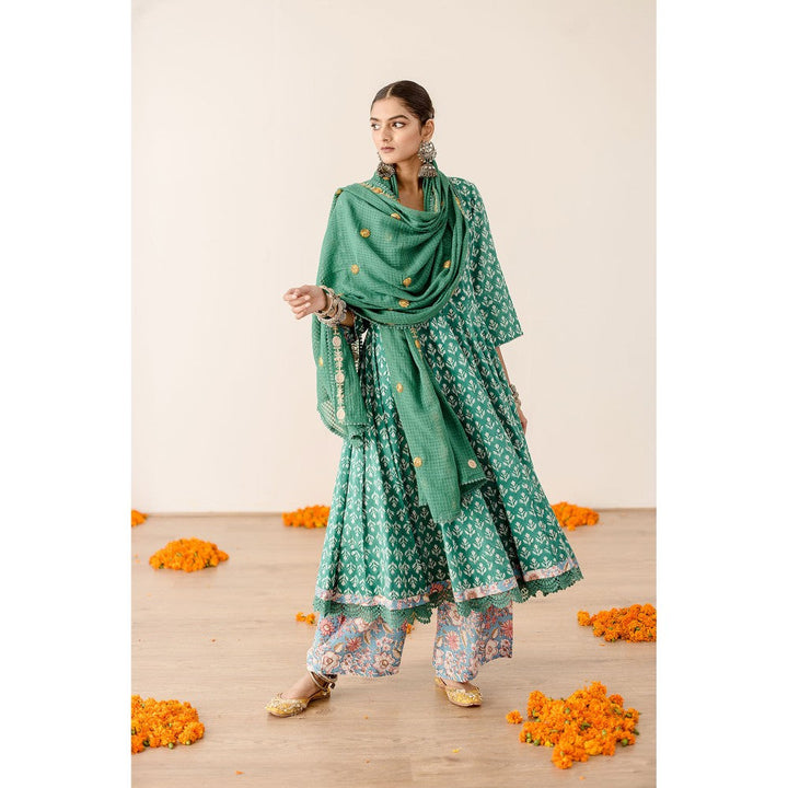 Gulabo Jaipur Roshan Green Anarkali (Set of 3)