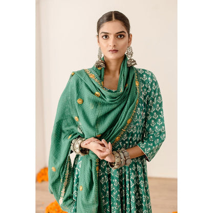 Gulabo Jaipur Roshan Green Anarkali (Set of 3)
