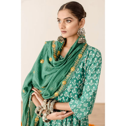 Gulabo Jaipur Roshan Green Anarkali (Set of 3)