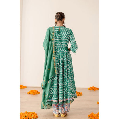 Gulabo Jaipur Roshan Green Anarkali (Set of 3)