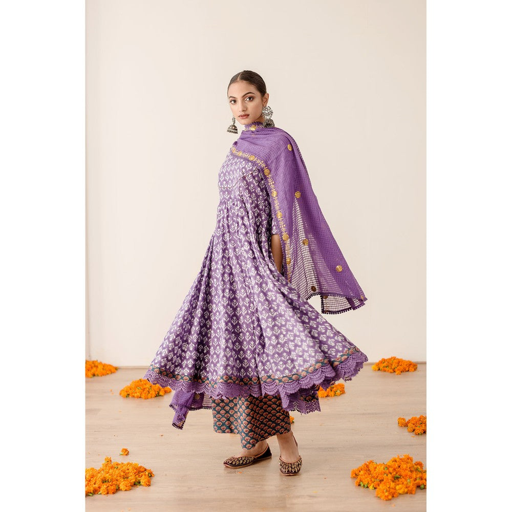 Gulabo Jaipur Roshan Purple Anarkali (Set of 3)