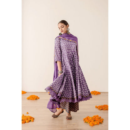 Gulabo Jaipur Roshan Purple Anarkali (Set of 3)