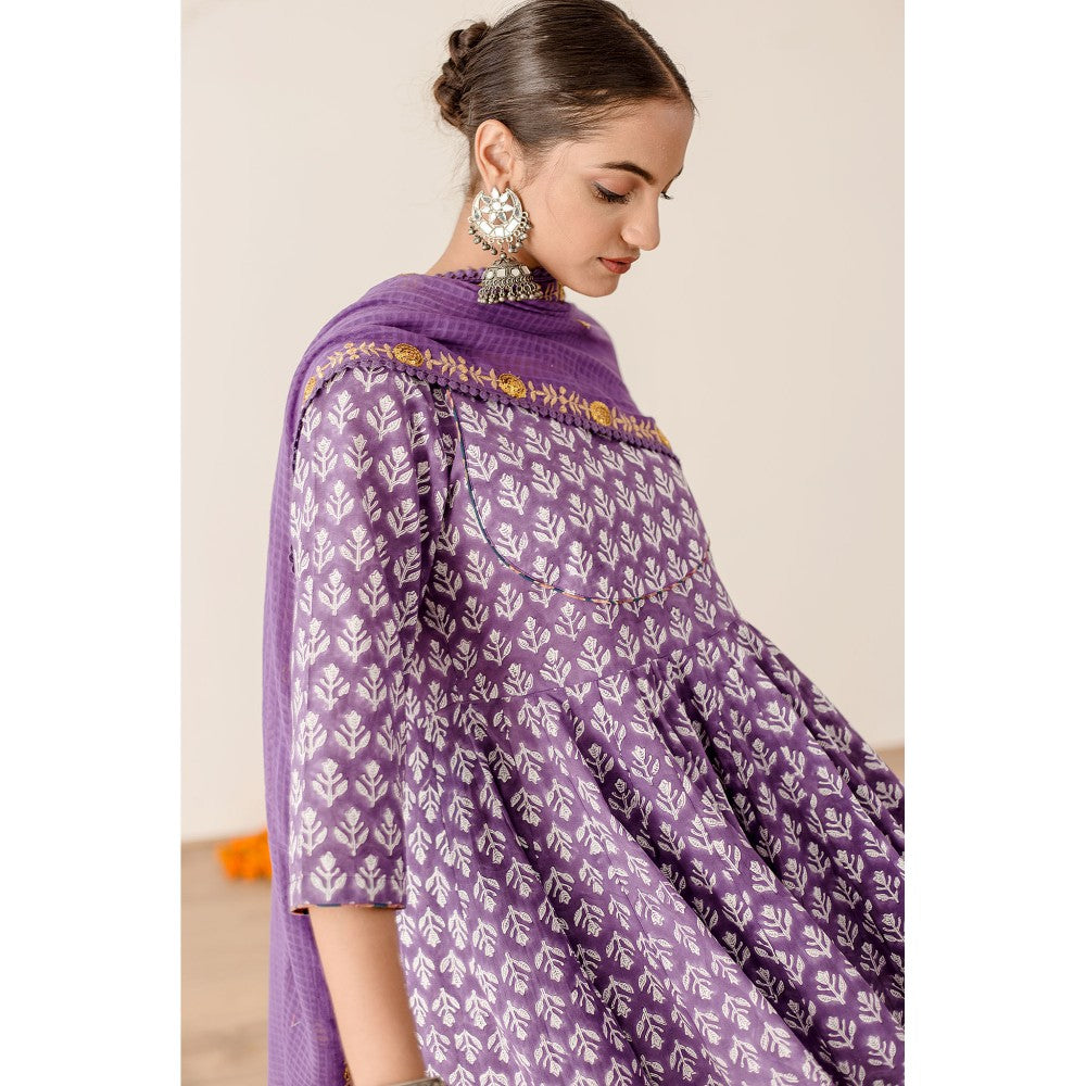Gulabo Jaipur Roshan Purple Anarkali (Set of 3)