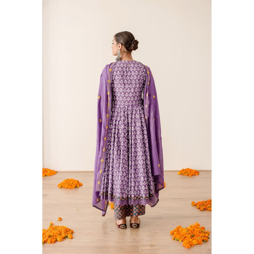 Gulabo Jaipur Roshan Purple Anarkali (Set of 3)