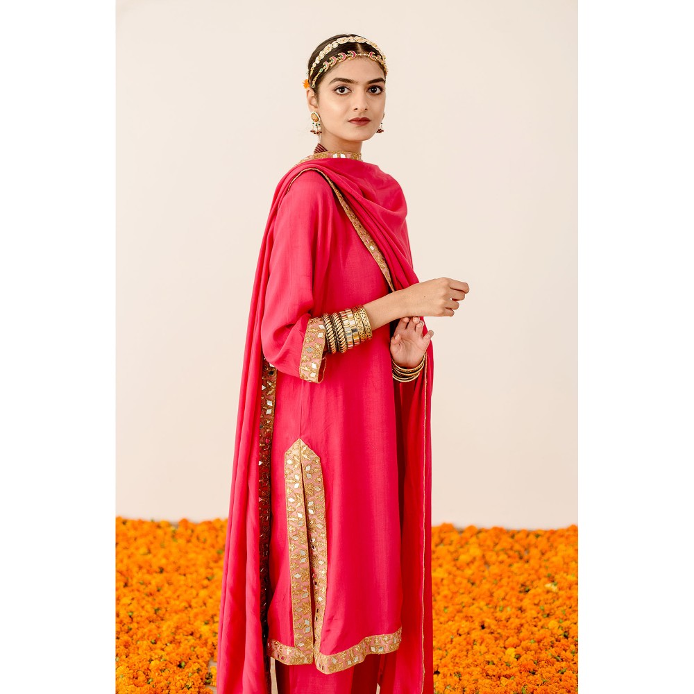 Gulabo Jaipur Kalista Pink Straight Kurta with Pant  (Set of 3)