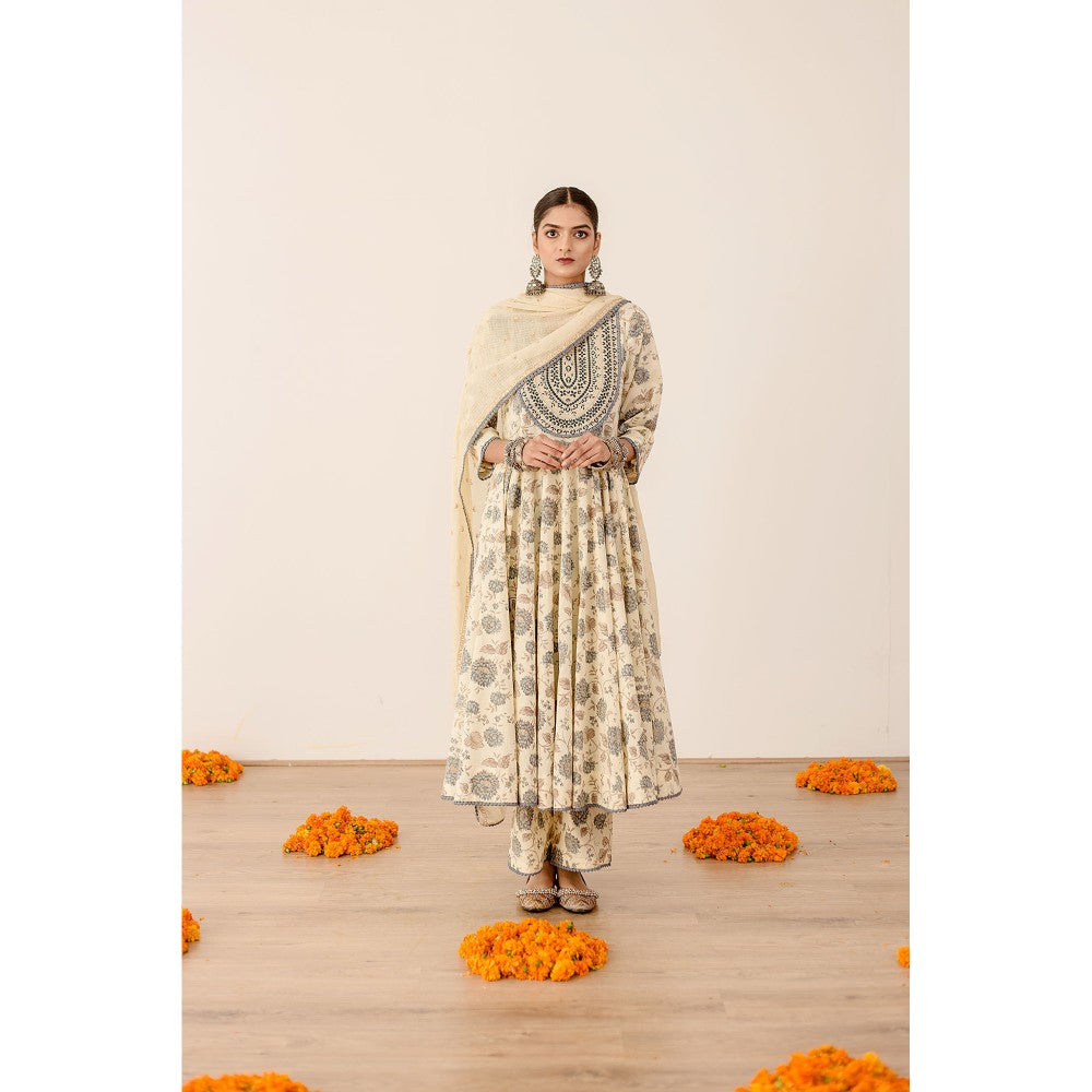 Gulabo Jaipur Sonam Blue Anarkali (Set of 3)