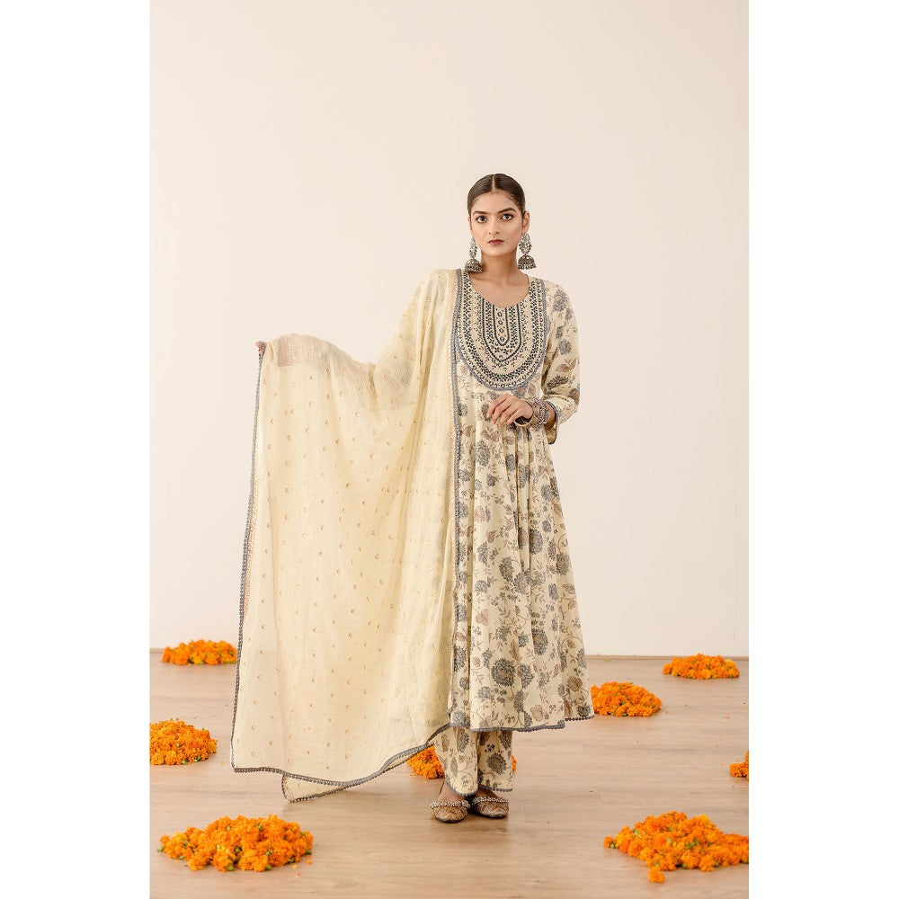 Gulabo Jaipur Sonam Blue Anarkali (Set of 3)