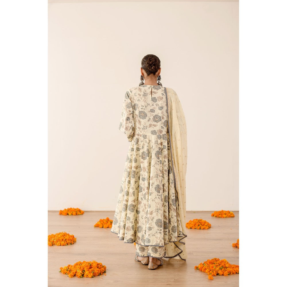 Gulabo Jaipur Sonam Blue Anarkali (Set of 3)