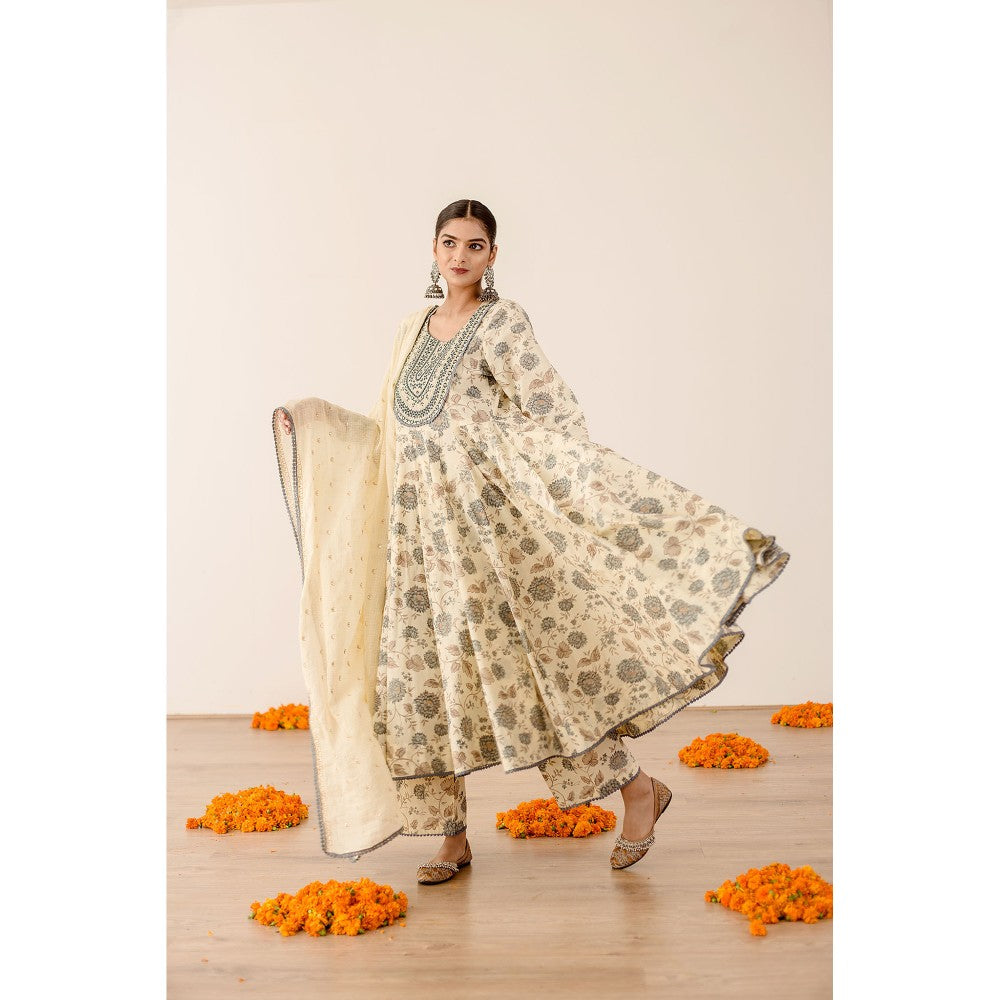 Gulabo Jaipur Sonam Blue Anarkali (Set of 3)
