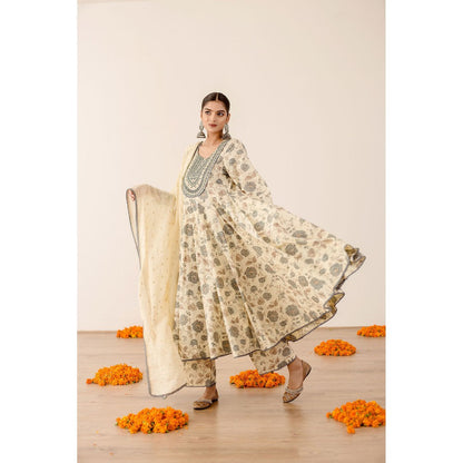 Gulabo Jaipur Sonam Blue Anarkali (Set of 3)