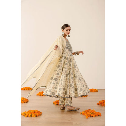 Gulabo Jaipur Sonam Blue Anarkali (Set of 3)