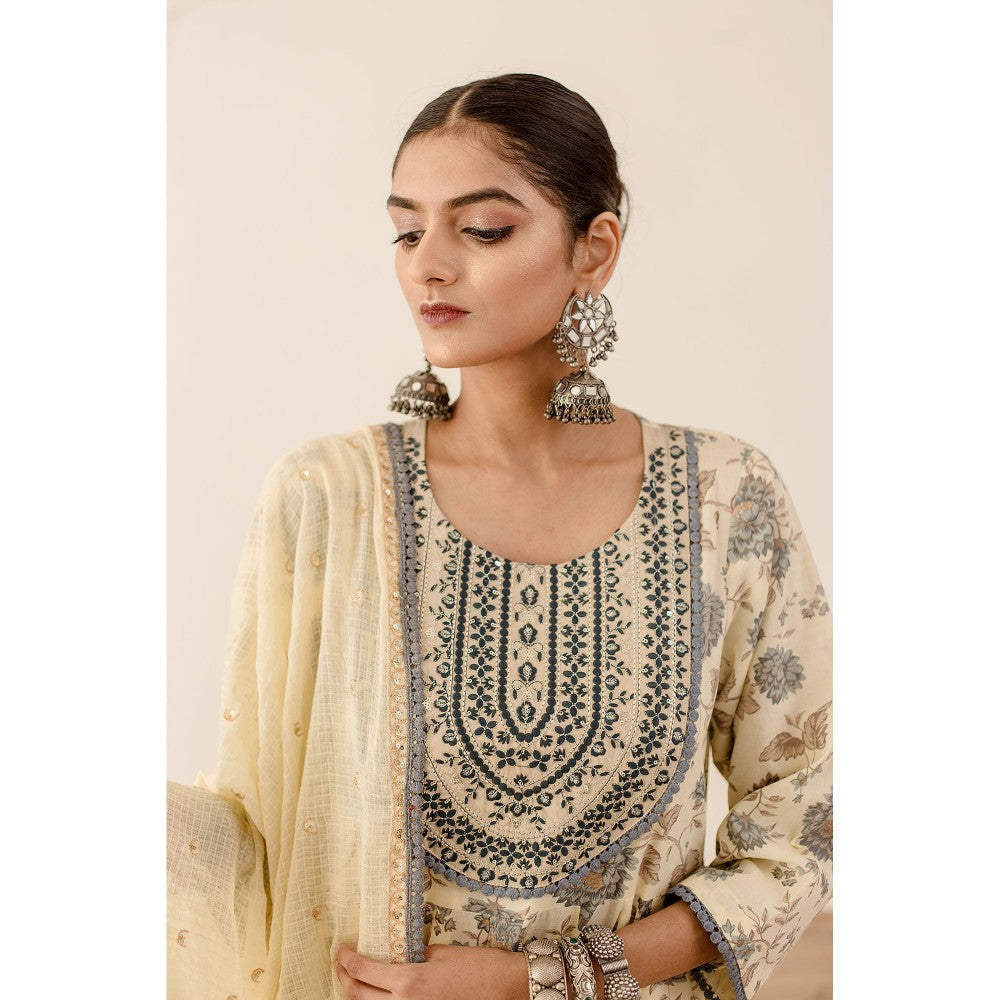 Gulabo Jaipur Sonam Blue Anarkali (Set of 3)