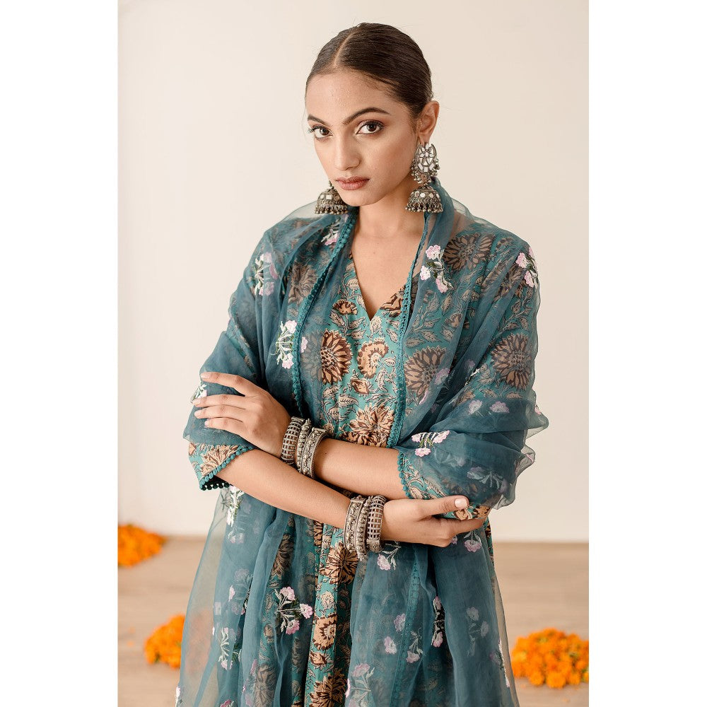 Gulabo Jaipur Rubal Green Anarkali (Set of 3)