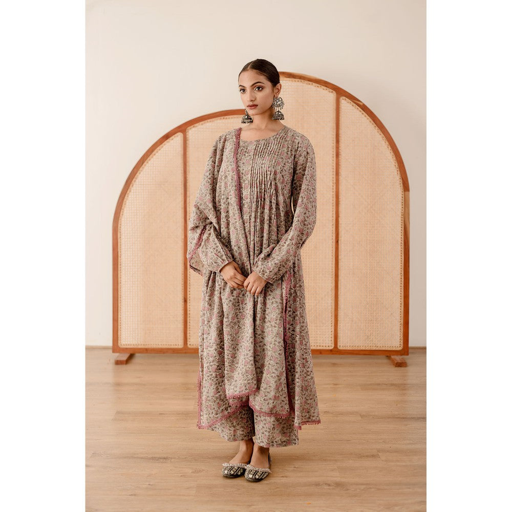 Gulabo Jaipur Abaya Grey Anarkali (Set of 3)