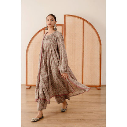 Gulabo Jaipur Abaya Grey Anarkali (Set of 3)