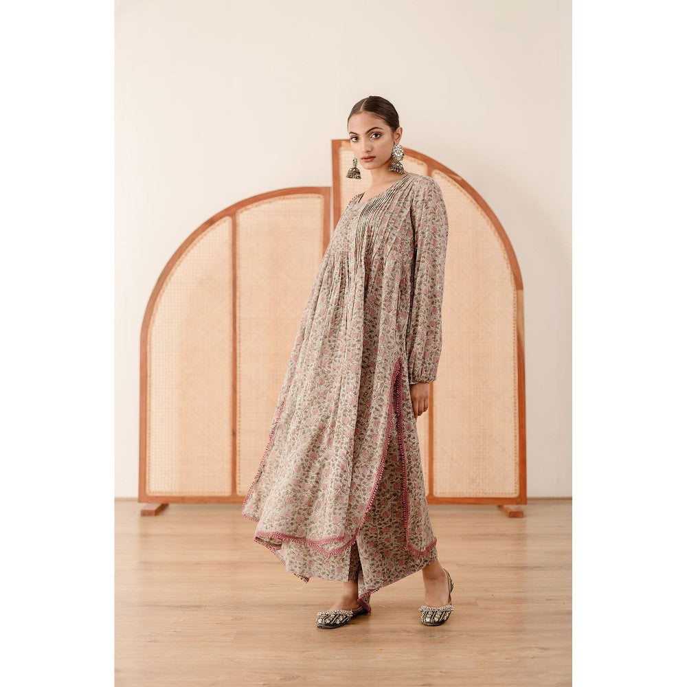 Gulabo Jaipur Abaya Grey Anarkali (Set of 3)