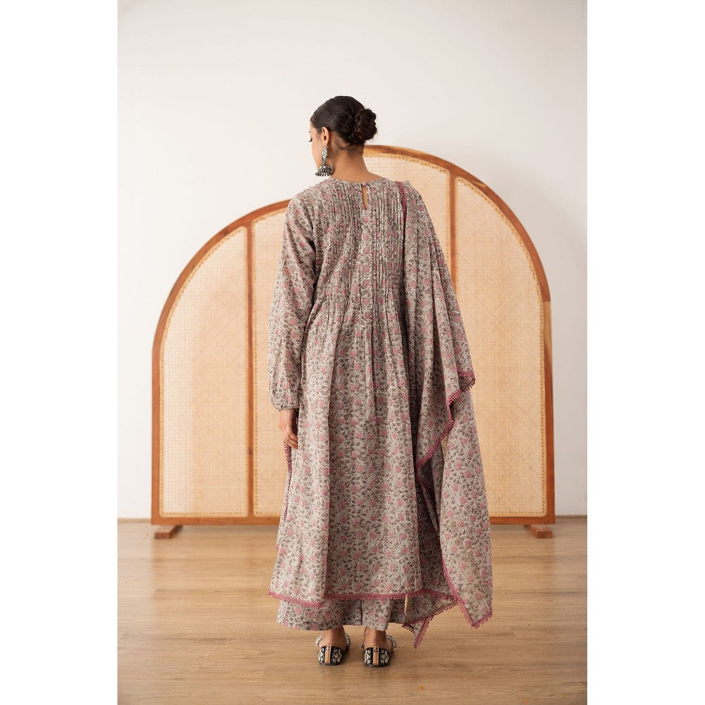 Gulabo Jaipur Abaya Grey Anarkali (Set of 3)