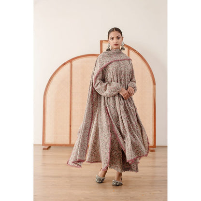 Gulabo Jaipur Abaya Grey Anarkali (Set of 3)