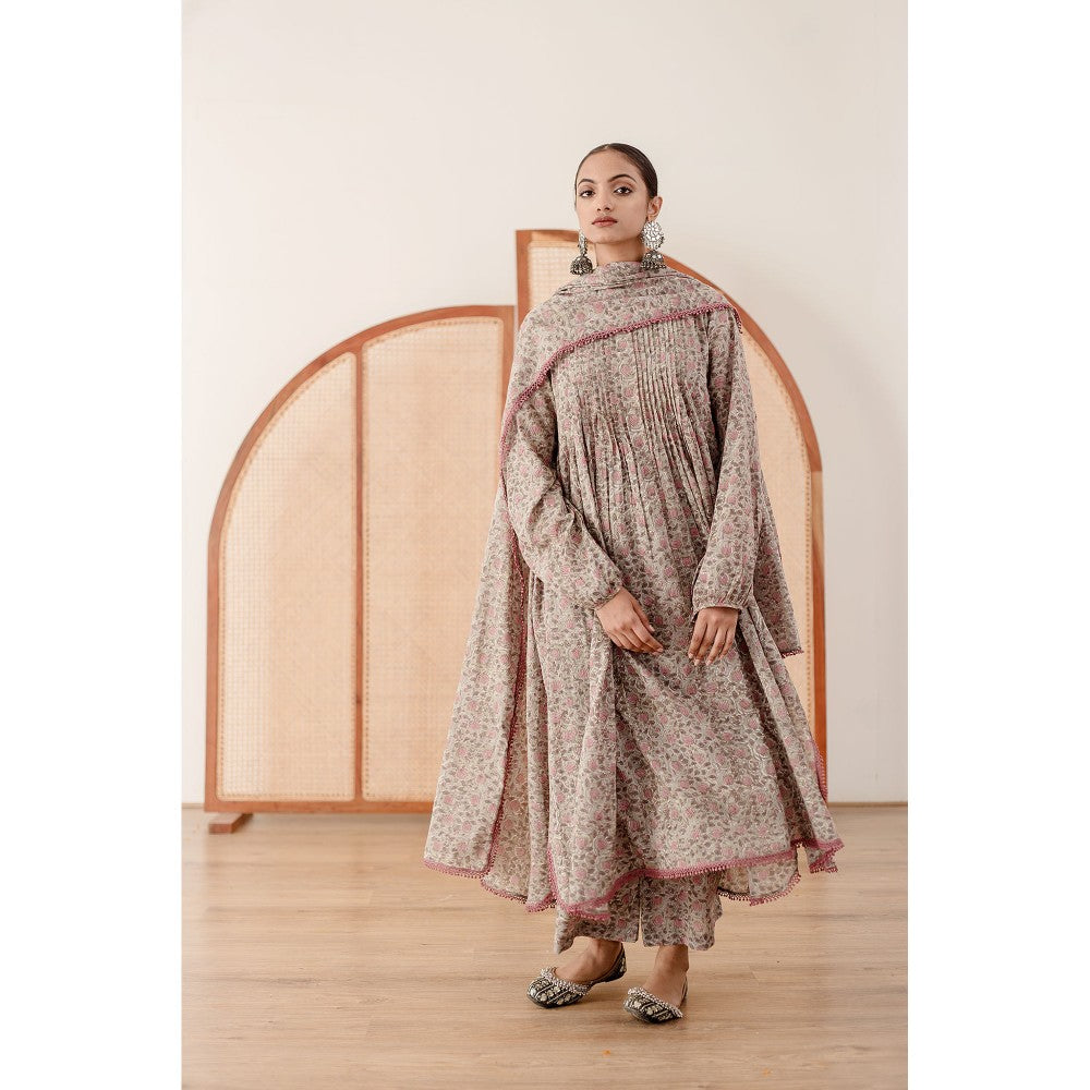 Gulabo Jaipur Abaya Grey Anarkali (Set of 3)