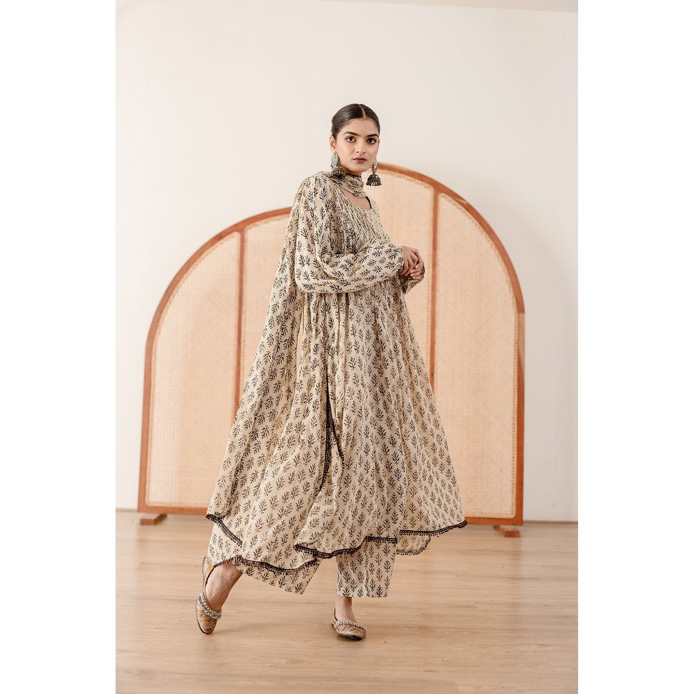 Gulabo Jaipur Abaya Off White Anarkali (Set of 3)