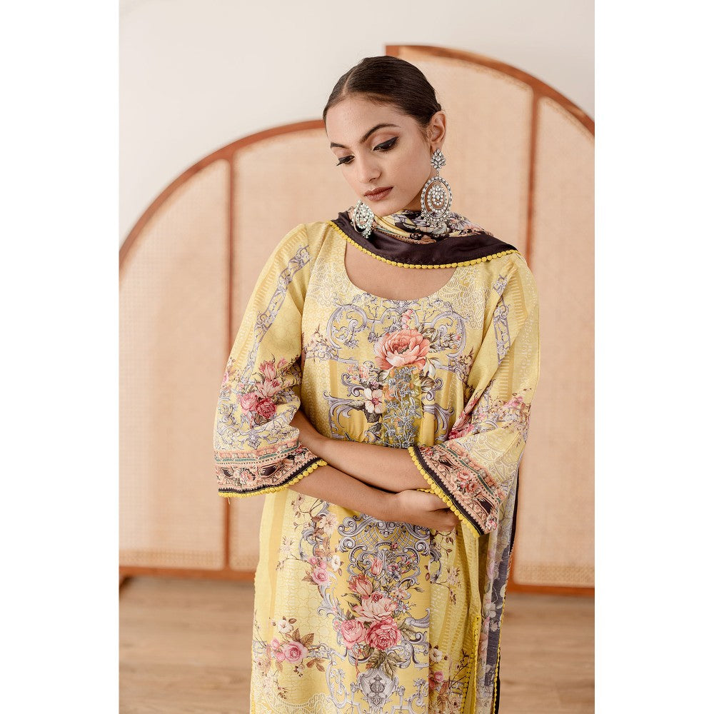 Gulabo Jaipur Zara Yellow Straight Kurta with Pant  (Set of 3)