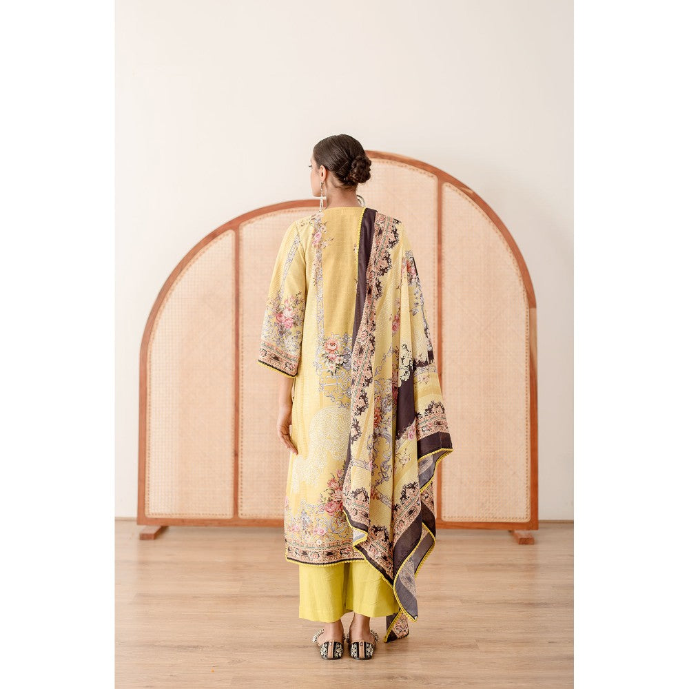 Gulabo Jaipur Zara Yellow Straight Kurta with Pant  (Set of 3)