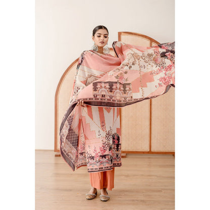 Gulabo Jaipur Zara Peach Straight Kurta with Pant  (Set of 3)